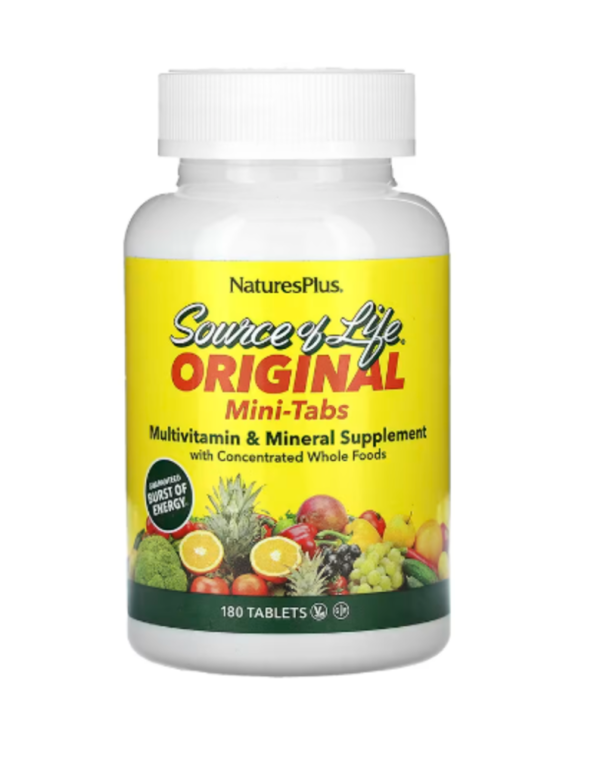 NaturesPlus, Source of Life, Original Mini-Tabs, Multivitamin & Mineral Supplement with Concentrated Whole Foods, 180 Tablets
