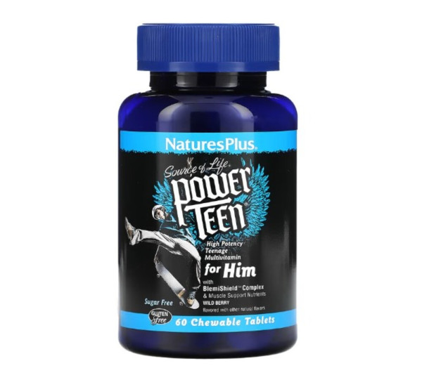 NaturesPlus, Source of Life, Power Teen for Him, Wild Berry, 60 Chewable Tablets