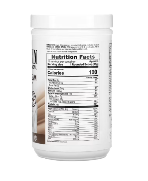 NaturesPlus, Spiru-Tein, Protein Powder Meal, Cookies & Cream, 1.15 lbs (525 g)