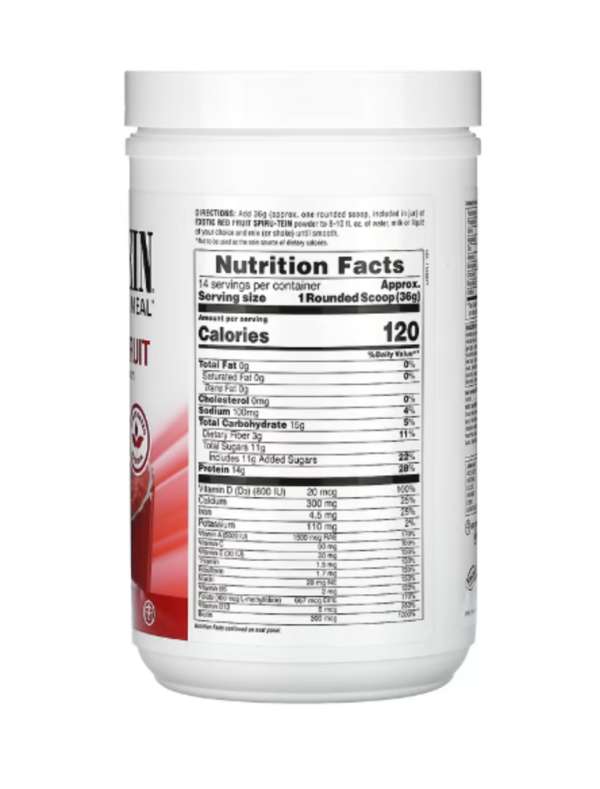 NaturesPlus, Spiru-Tein, Protein Powder Meal, Exotic Red Fruit, 1.1 lbs (504 g)