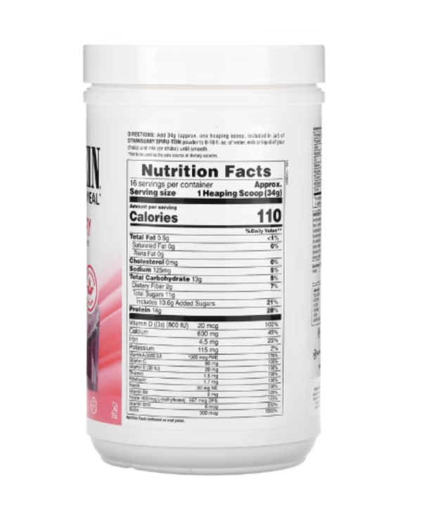 NaturesPlus, Spiru-Tein, Protein Powder Meal, Strawberry, 1.2 lbs (544 g)