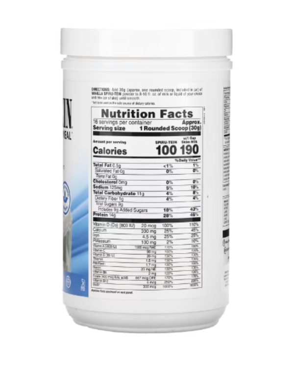NaturesPlus, Spiru-Tein, Protein Powder Meal, Vanilla, 1.06 lbs (480 g)