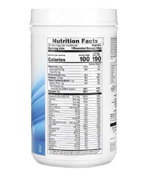 NaturesPlus, Spiru-Tein, Protein Powder Meal, Vanilla, 2.12 lbs (960 g)