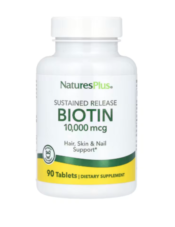 NaturesPlus, Sustained Release Biotin, 10,000 mcg, 90 Tablets