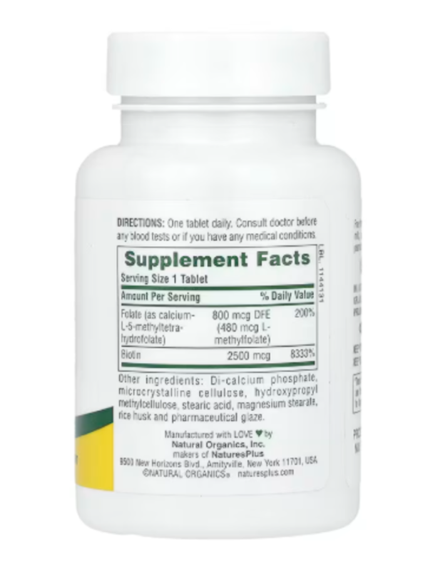 NaturesPlus, Sustained Release Biotin & Folate, 30 Tablets