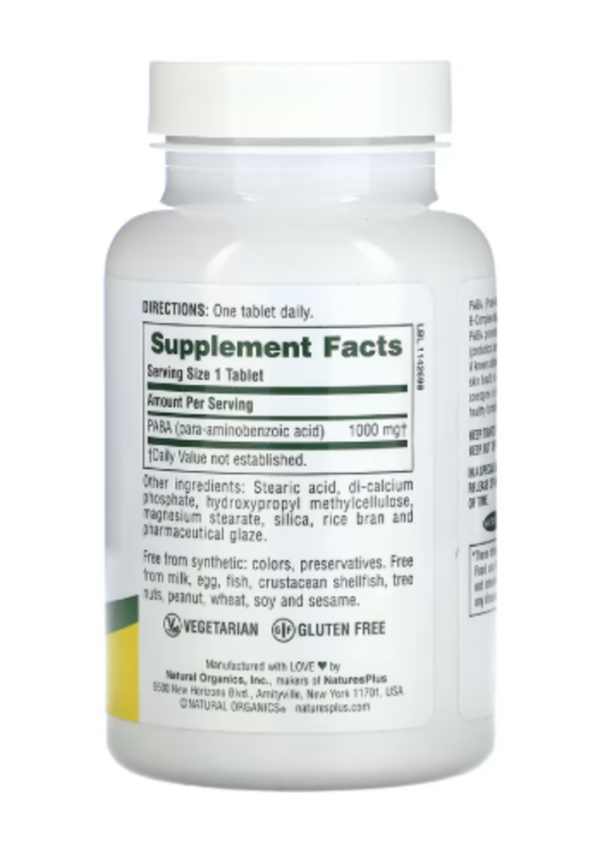 NaturesPlus, Sustained Release PABA, 1,000 mg, 60 Tablets