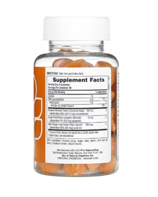 NaturesPlus, Turmeric Curcumin With Ginger & Black Pepper, Peach, 60 Gummies