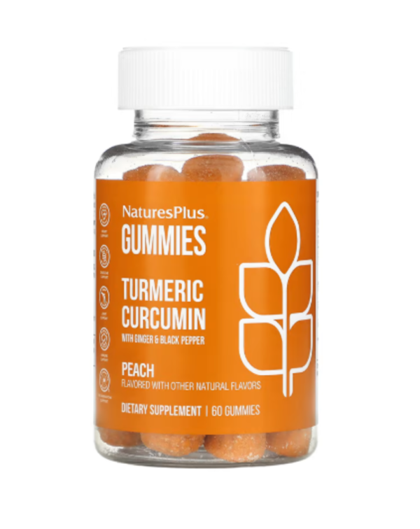 NaturesPlus, Turmeric Curcumin With Ginger & Black Pepper, Peach, 60 Gummies