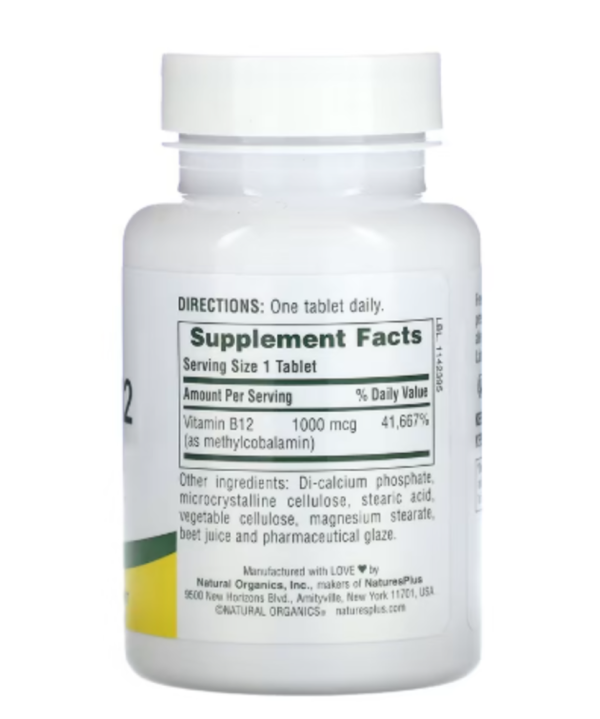 NaturesPlus, Vitamin B12, 1,000 mcg, 90 Tablets