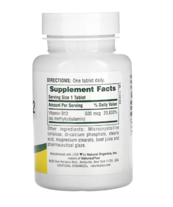 NaturesPlus, Vitamin B-12, 500 mcg, 90 Tablets