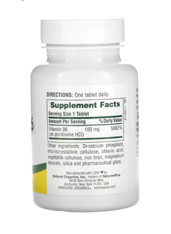 NaturesPlus, Vitamin B-6, 100 mg, 90 Tablets