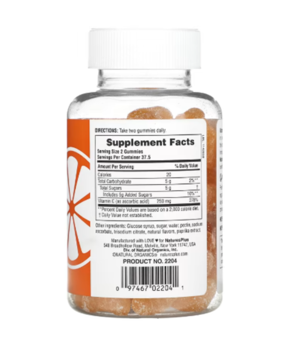 NaturesPlus, Vitamin C Gummies, Orange, 250 mg, 75 Gummies (125 mg per Gummy)