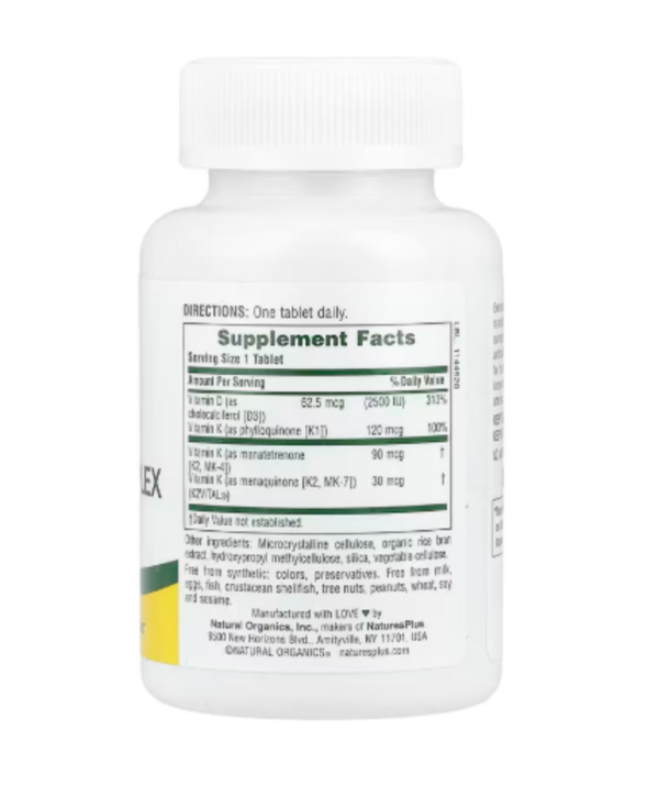 NaturesPlus, Vitamin D3 and Vitamin K Complex, 90 Tablets