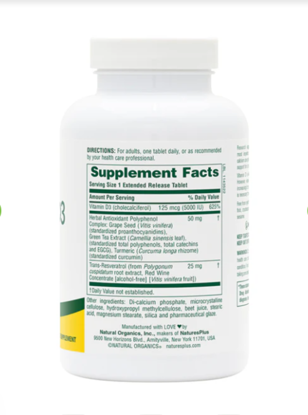 NaturesPlus Vitamin D3 with Resveratrol -- 5000 IU - 90 Tablets