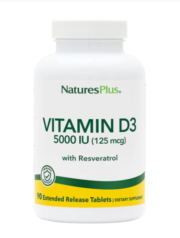 NaturesPlus Vitamin D3 with Resveratrol -- 5000 IU - 90 Tablets