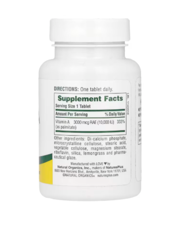 NaturesPlus, Water-Dispersible Vitamin A, 10,000 IU (3,000 mcg), 90 Tablets