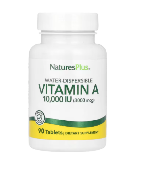 NaturesPlus, Water-Dispersible Vitamin A, 10,000 IU (3,000 mcg), 90 Tablets