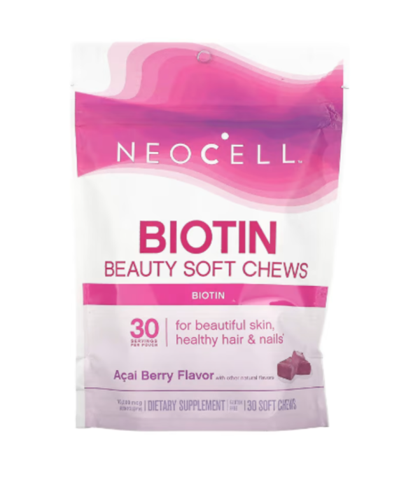 NeoCell, Biotin Beauty Soft Chews, Acai Berry , 10,000 mcg, 30 Soft Chews