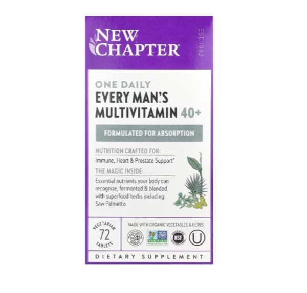 New Chapter, Every Man's One Daily 40+ Multivitamin, 72 Vegetarian Tablets