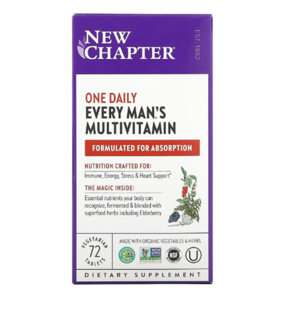 New Chapter, Every Man's One Daily Multivitamin, 72 Vegetarian Tablets