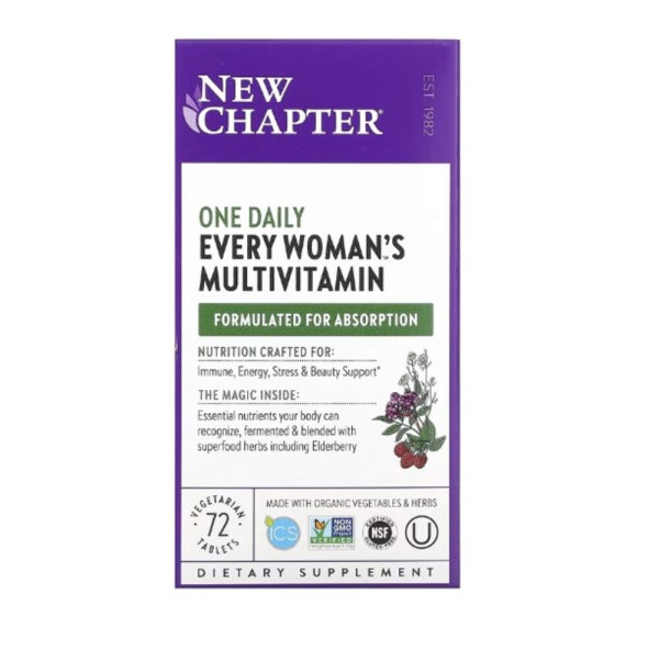 New Chapter, Every Woman's One Daily Multivitamin, 72 Vegetarian Tablets