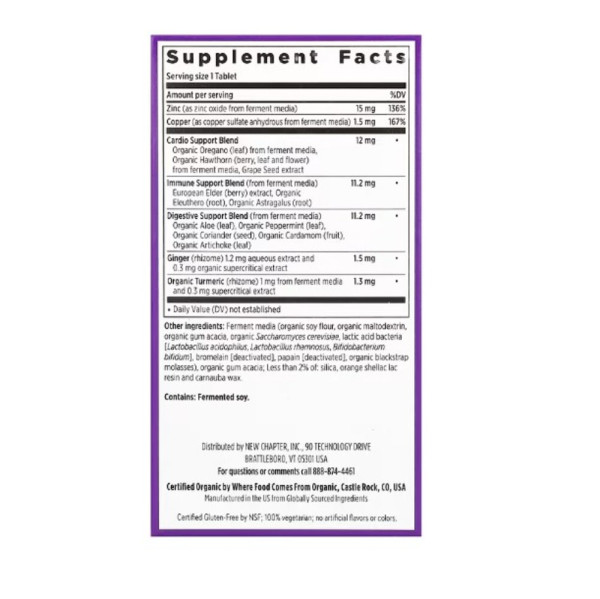 New Chapter, Fermented Zinc Complex, 60 Vegetarian Tablets
