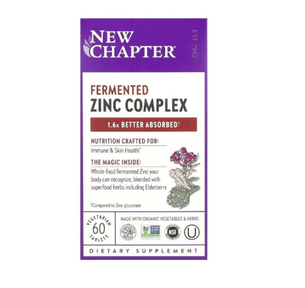 New Chapter, Fermented Zinc Complex, 60 Vegetarian Tablets