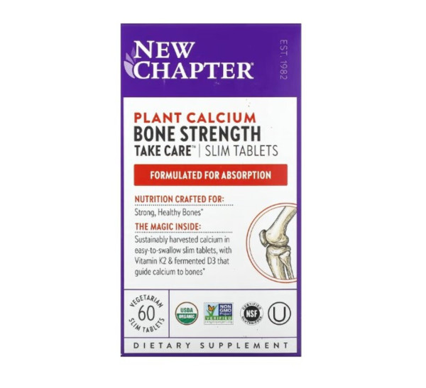 New Chapter, Plant Calcium, Bone Strength, Take Care, 60 Vegetarian Slim Tablets