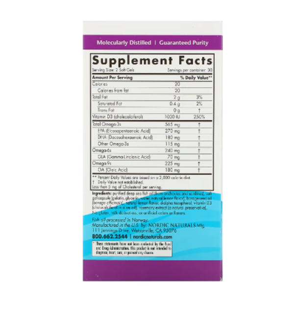 Nordic Naturals, Complete Omega-D3, Lemon, 500 mg, 60 Soft Gels