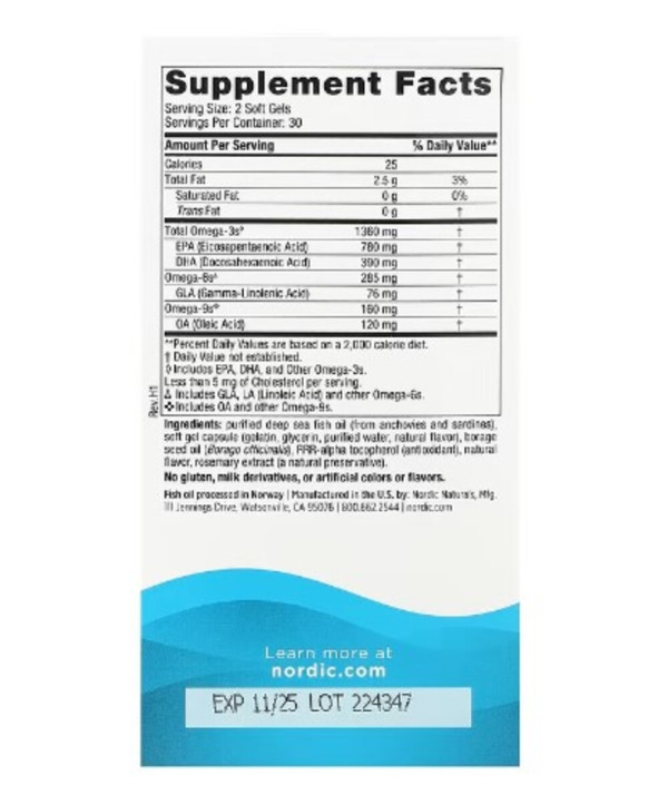 Nordic Naturals, Complete Omega Xtra, Lemon, 1,360 mg, 60 Soft Gels (680 mg per Soft Gel)