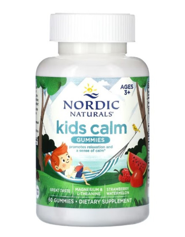 Nordic Naturals, Kids Calm Gummies, Ages 3+, Strawberry Watermelon, 60 Gummies