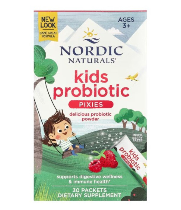 Nordic Naturals, Kids Probiotic Pixies, Ages 3+, Mixed Berry, 30 Packets, 0.035 oz (1 g) Each