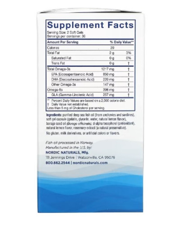 Nordic Naturals, Nordic Beauty, Omega-3 + Borage Oil, 60 Softgels