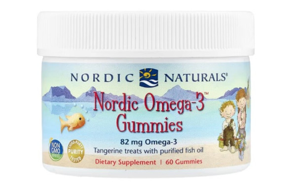Nordic Naturals, Nordic Omega-3 Gummies, Tangerine, 82 mg, 60 Gummies