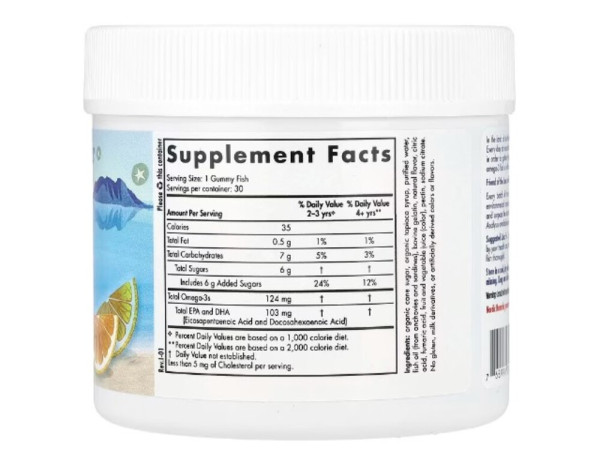 Nordic Naturals, Nordic Omega-3 Gummy Fish, Tangerine Treats, 124 mg, 30 Gummy Fish