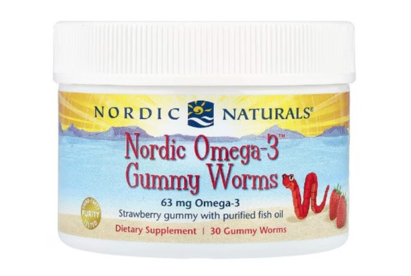 Nordic Naturals, Nordic Omega-3™ Gummy Worms, Strawberry, 30 Gummy Worms