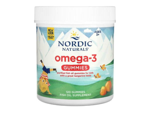 Nordic Naturals, Omega-3 Gummies, Ages 3+, Tangerine, 120 Gummies