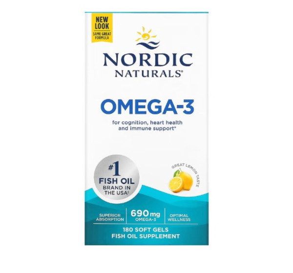Nordic Naturals, Omega-3, Lemon, 690 mg, 180 Soft Gels (345 mg per Soft Gel)