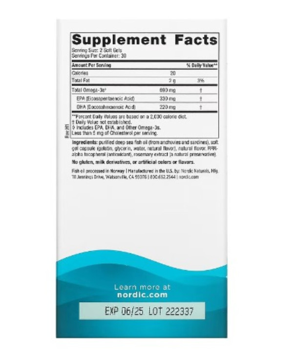 Nordic Naturals, Omega-3, Lemon, 690 mg, 60 Soft Gels (345 mg per Soft Gel)