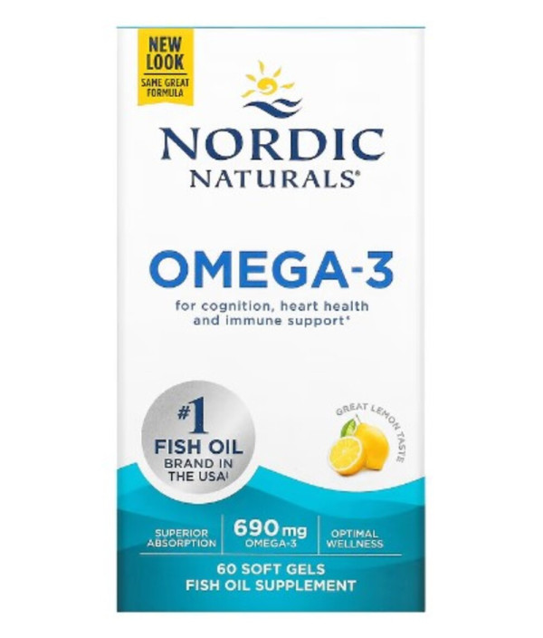 Nordic Naturals, Omega-3, Lemon, 690 mg, 60 Soft Gels (345 mg per Soft Gel)