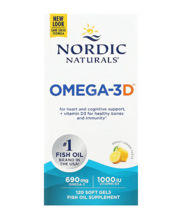 Nordic Naturals, Omega-3D, Lemon, 120 Soft Gels