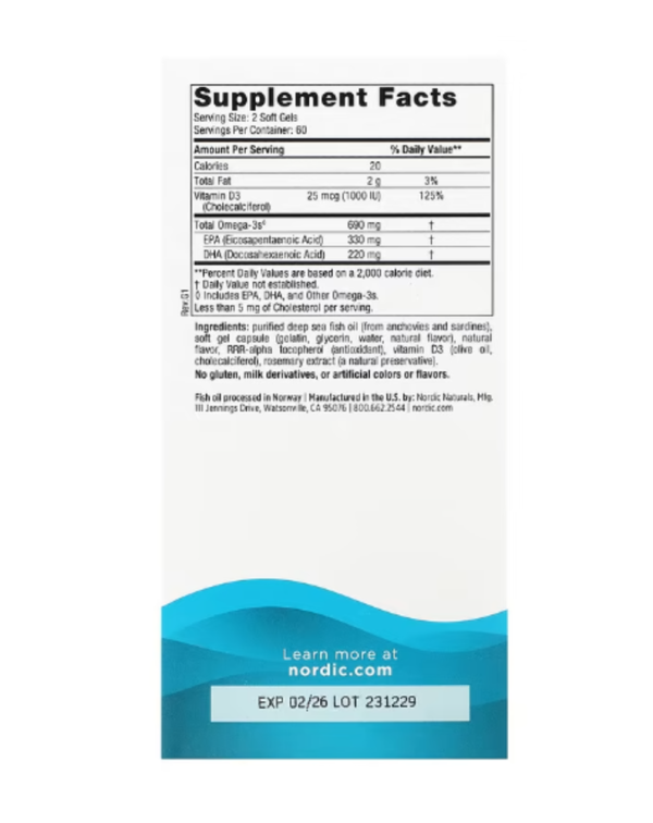 Nordic Naturals, Omega-3D, Lemon, 120 Soft Gels