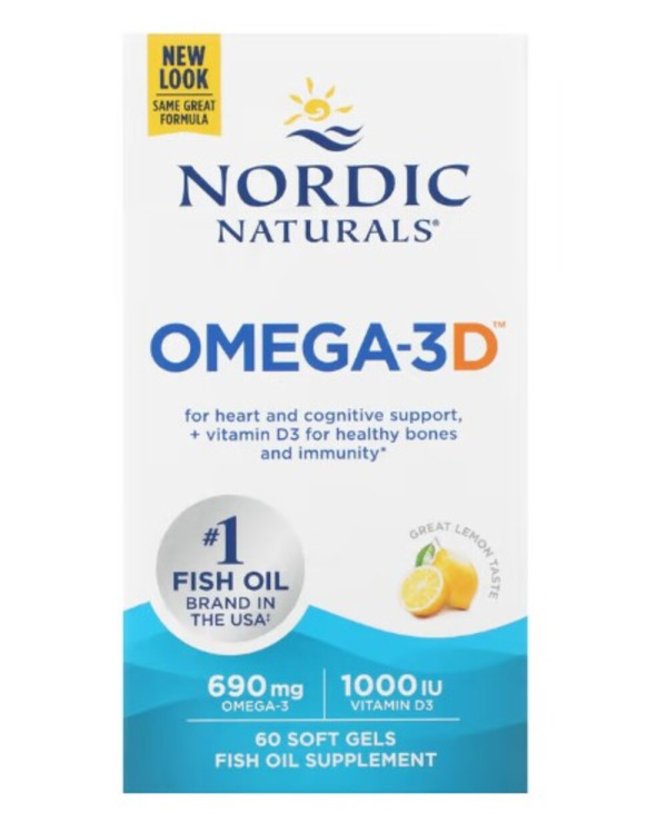 Nordic Naturals, Omega-3D, Lemon, 60 Soft Gels