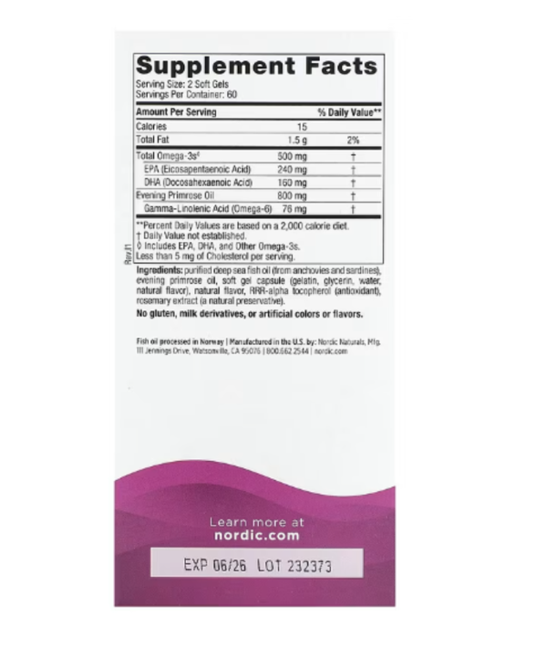 Nordic Naturals, Omega Woman with Evening Primrose Oil, 120 Soft Gels