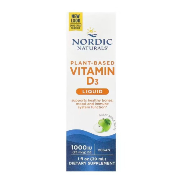 Nordic Naturals, Plant-Based Vitamin D3 Liquid, 1,000 IU, 1 fl oz (30 ml)