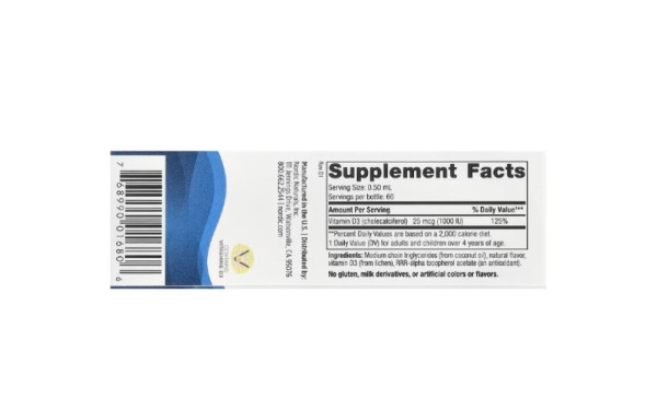 Nordic Naturals, Plant-Based Vitamin D3 Liquid, 1,000 IU, 1 fl oz (30 ml)