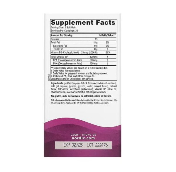 Nordic Naturals, Postnatal Omega-3, Lemon, 1,120 mg, 60 Soft Gels (560 mg per Soft Gel)
