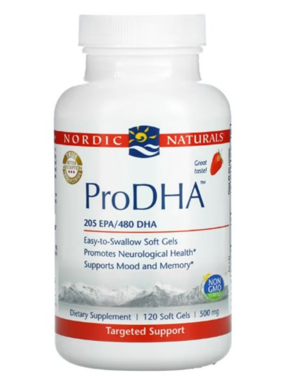 Nordic Naturals, ProDHA, Strawberry, 500 mg, 120 Soft Gels (250 mg per Soft Gel)