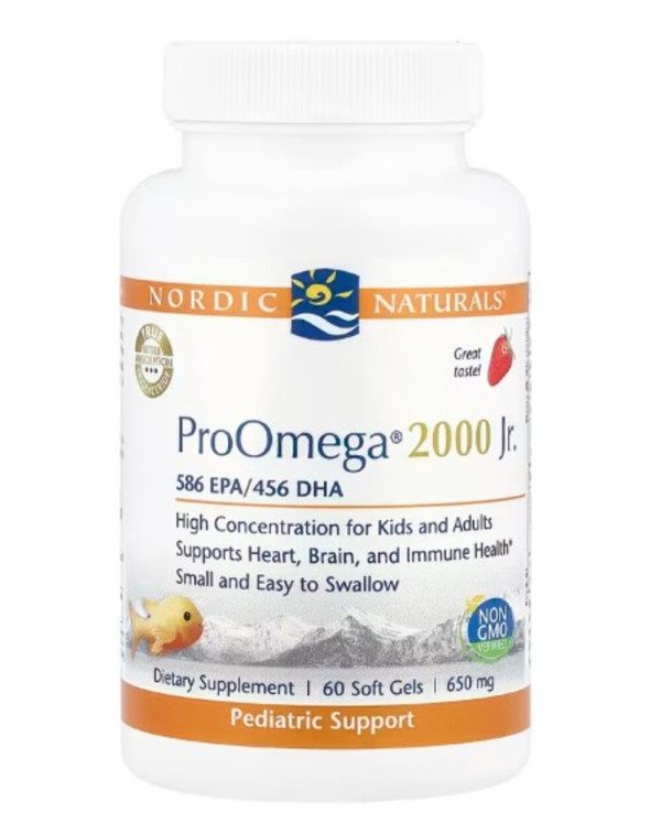 Nordic Naturals, ProOmega® 2000 Jr., Strawberry, 650 mg, 60 Soft Gels