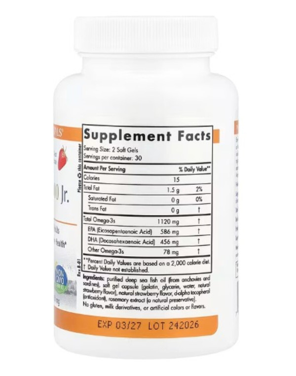 Nordic Naturals, ProOmega® 2000 Jr., Strawberry, 650 mg, 60 Soft Gels